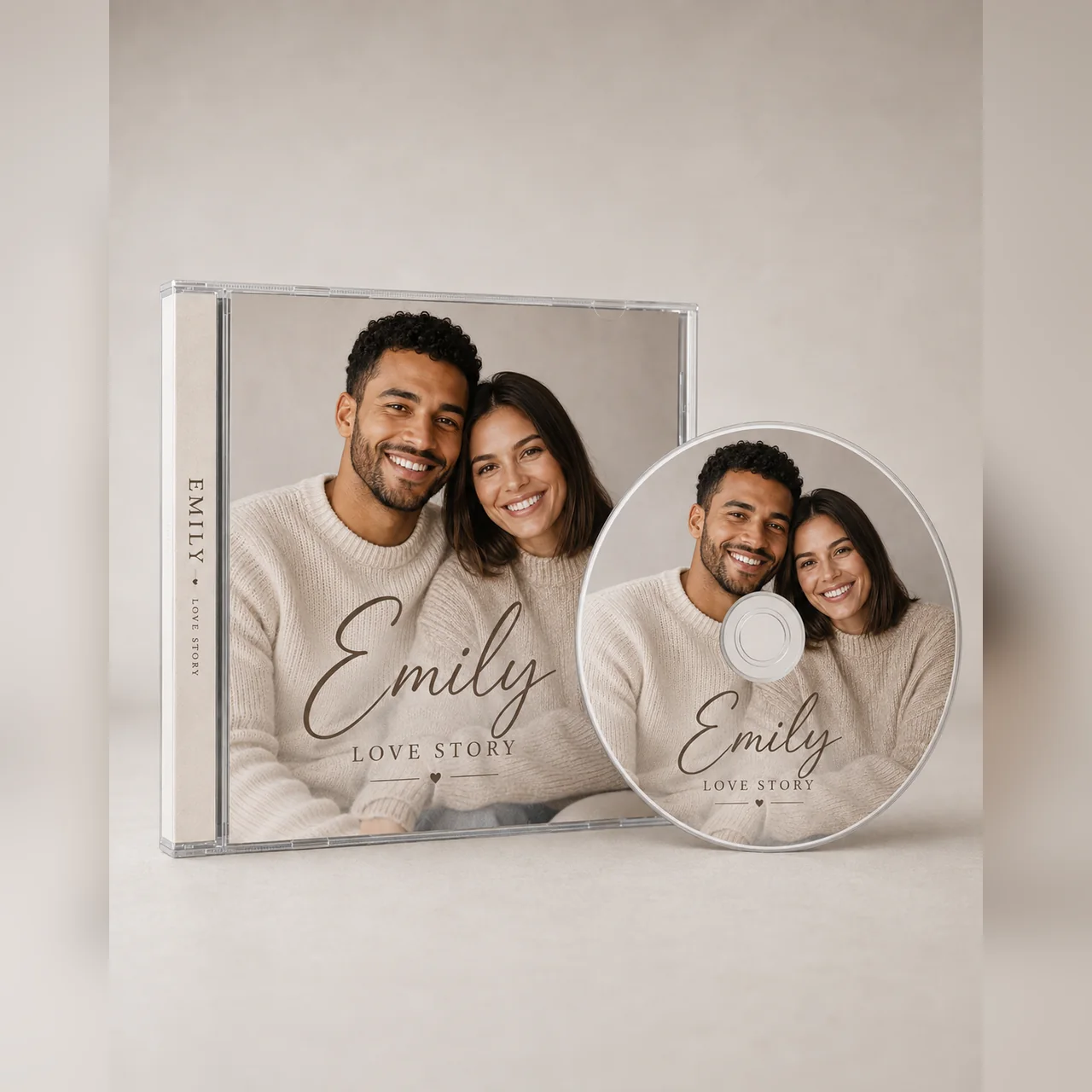 Persoonlijke CD en hoes met een foto van een stel